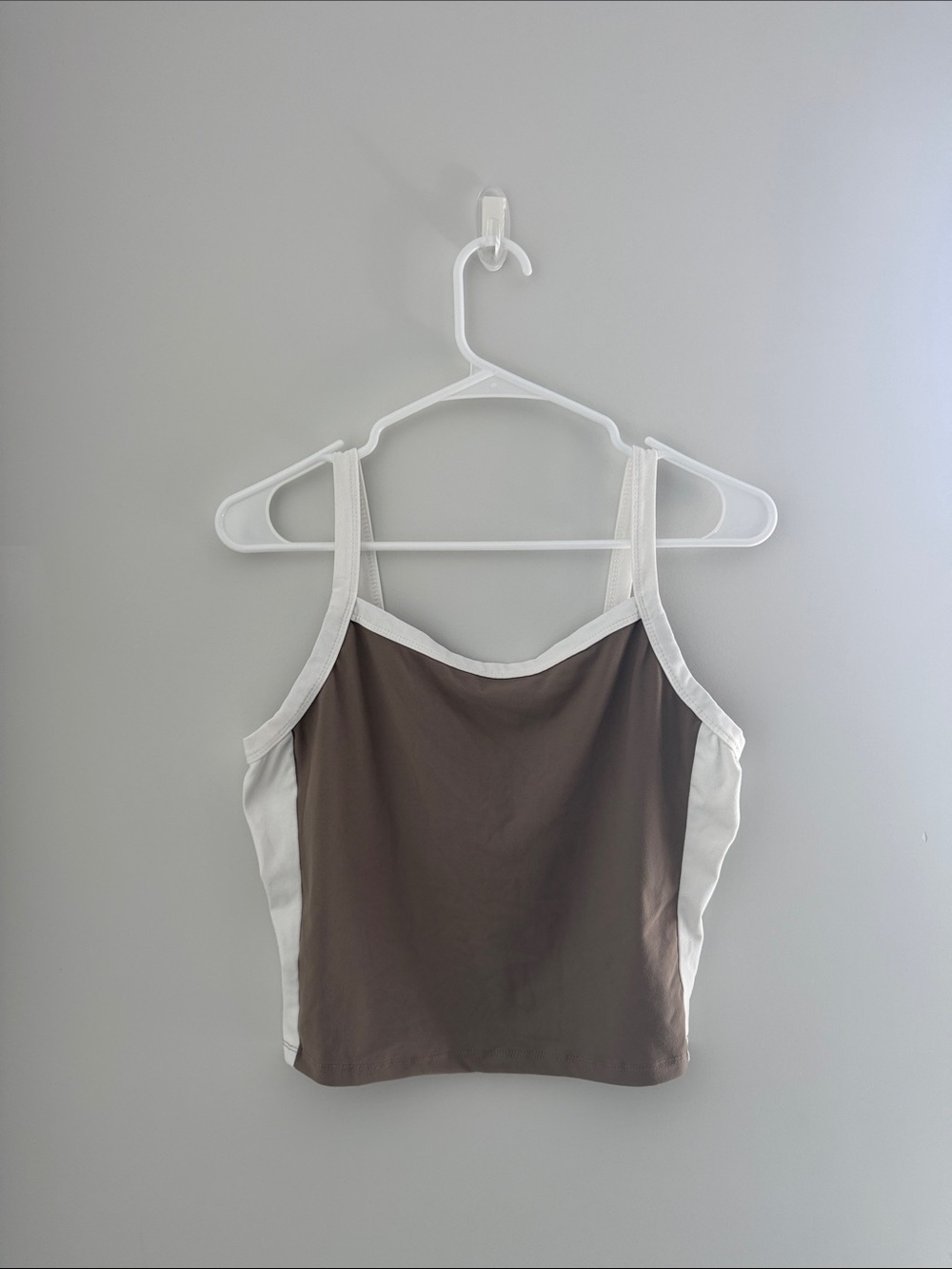 Brown and White Contrast Tank Top - Women's Casual Layer